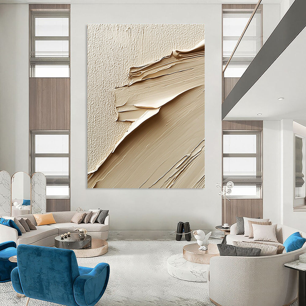 Textured Beige Layers Abstract Painting of Subtle Sophistication GAB0091
