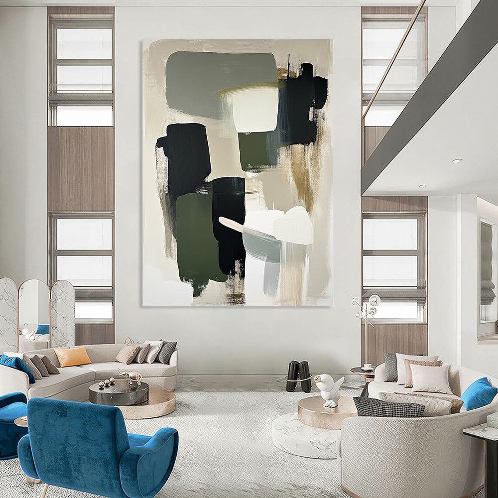 Neutral Tones Abstract Painting for Scandinavian - Inspired Home Offices GAB0923