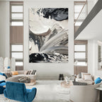 Monochrome Textured Abstraction Painting for Modern Galleries HENG440