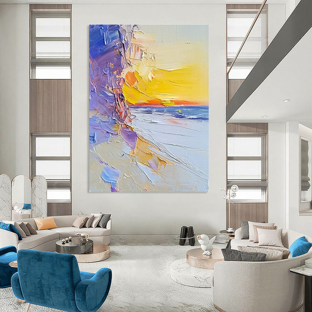 Colorful Beach Sunset - Vibrant Coastal Abstract Painting GAB0633