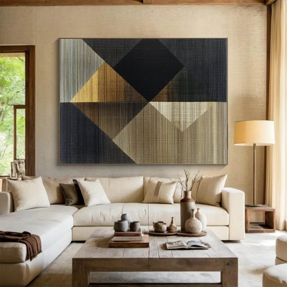 Geometric Textured Weave Abstract Painting with Tactile Patterns WINK263