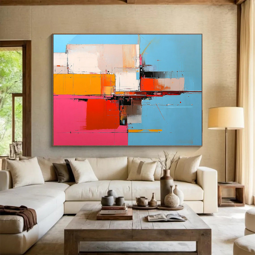 Geometric Color Block Abstract with Bold Contrasts Abstract Painting ABS335