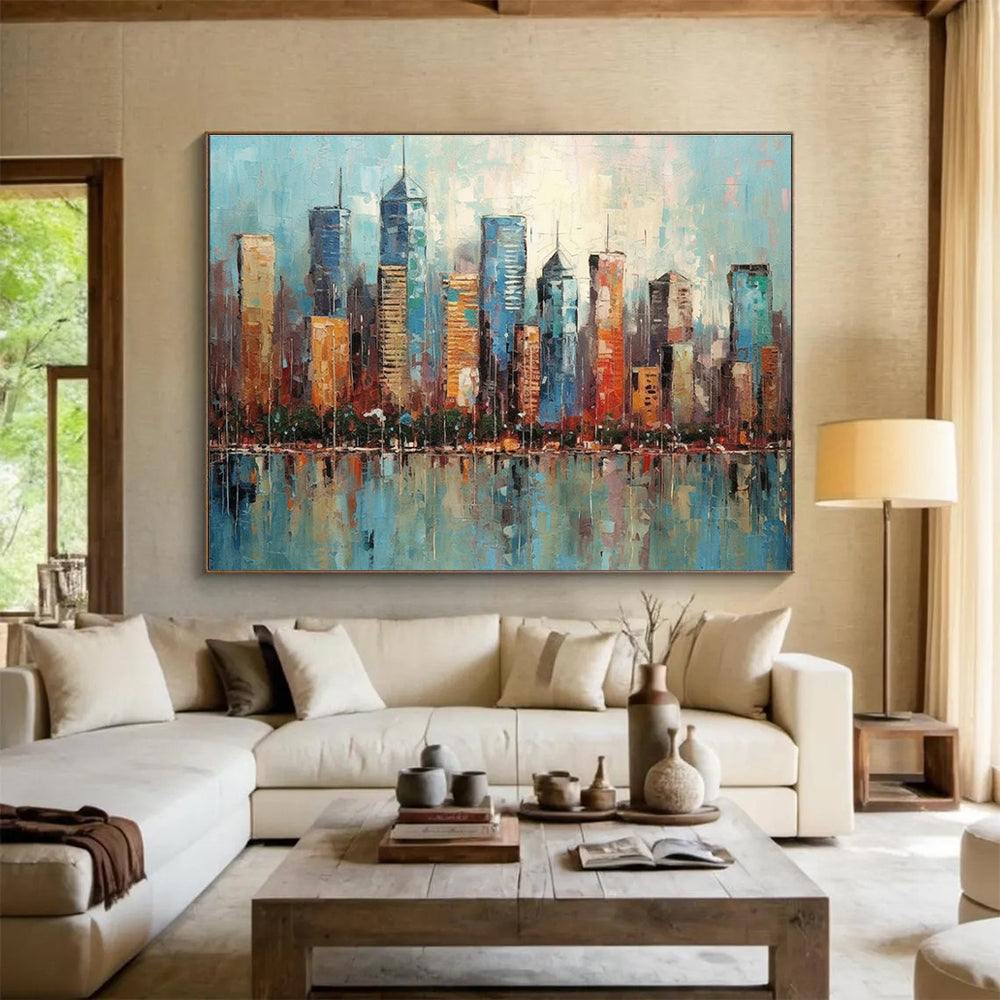 Colorful Cityscape Abstract Painting for Urban Art Lovers YHT076