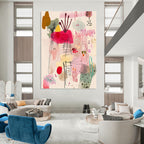 Pink and Colorful Abstract Shapes Lively Abstract Composition GAB0348