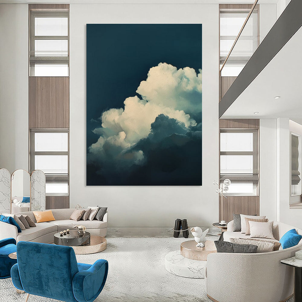 Soft Clouds Abstract Painting for Coastal Bedroom Ceiling Areas HENG015