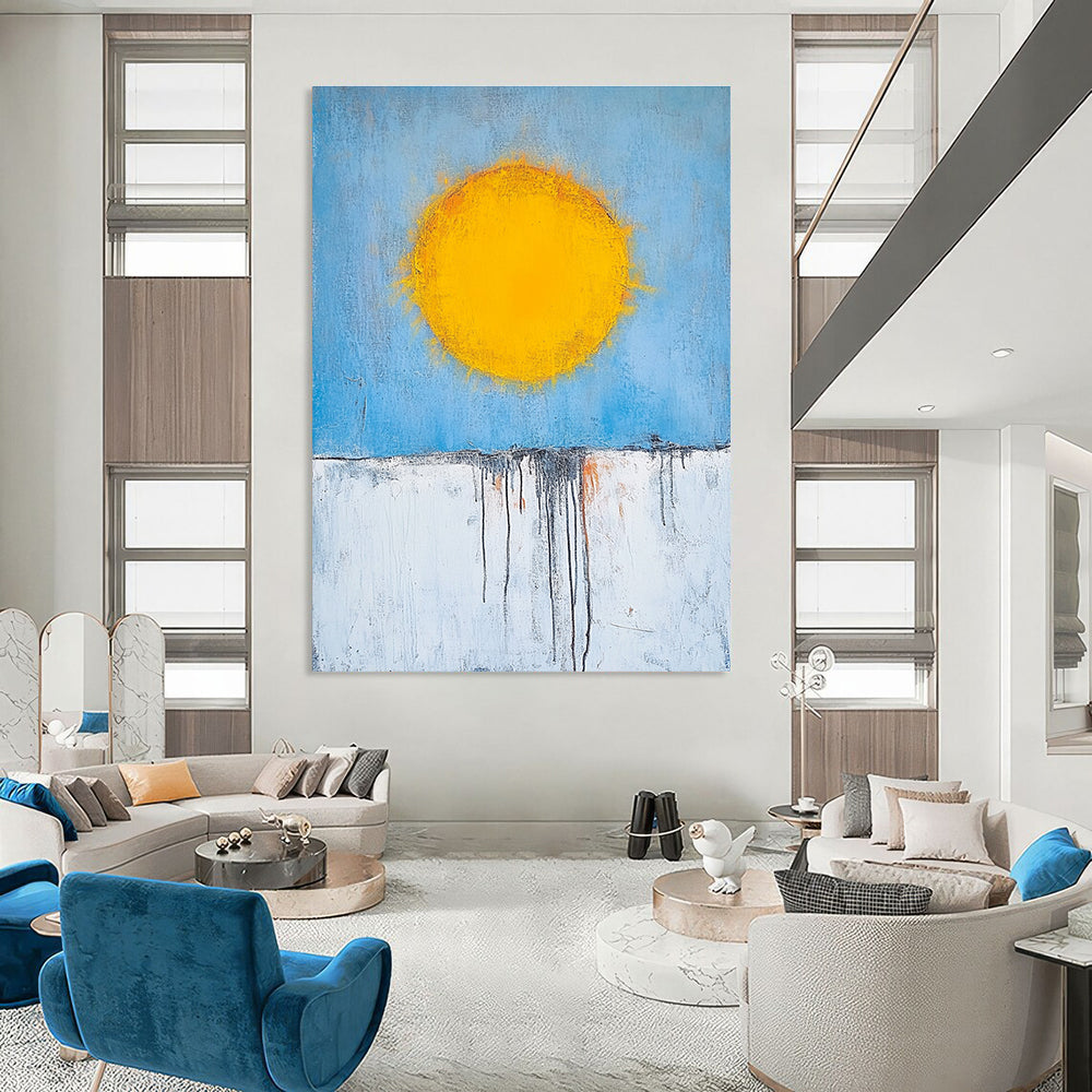 Sun Over Dripping Horizon Abstract Painting for Bohemian - Style Cafes GAB0835