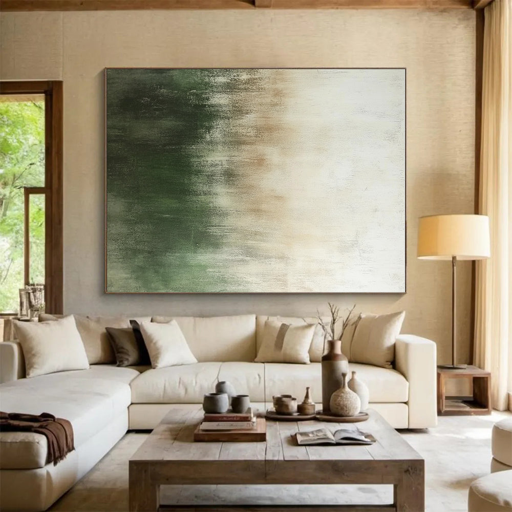 Green - Beige Abstract Gradient Painting with Calming Serenity WINK439