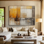 Brown Gray Yellow Abstract Painting with Industrial Charm WINK470