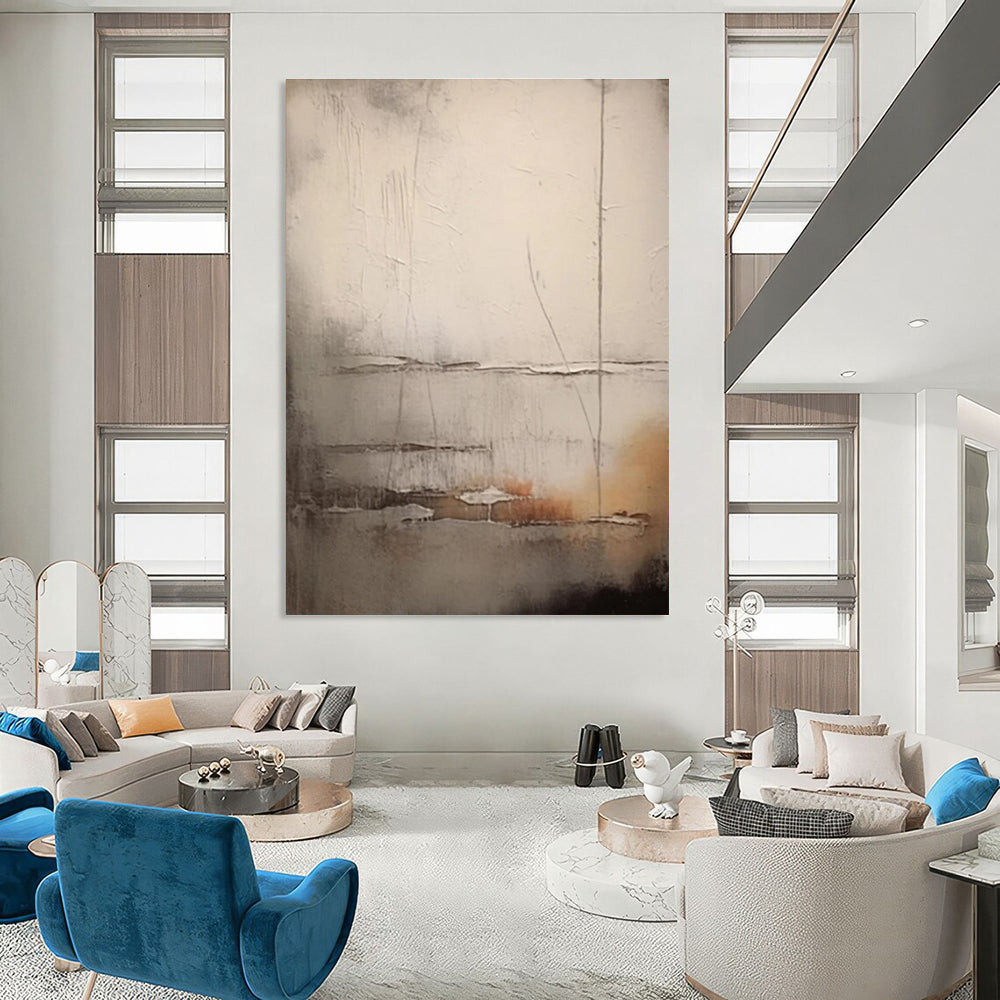 Subtle Gray Abstract Painting for Understated Living Spaces HENG442