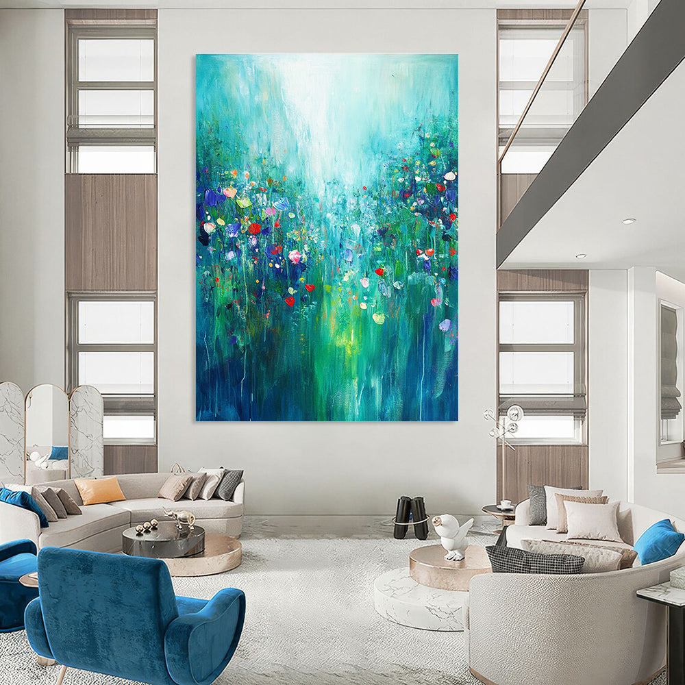Wildflower Meadow Abstract Painting for Cheerful Dining GAB0746