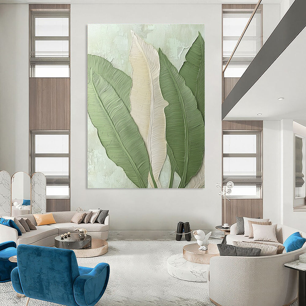 Textured Leaves Abstract Painting with Relief Effects GAB0002