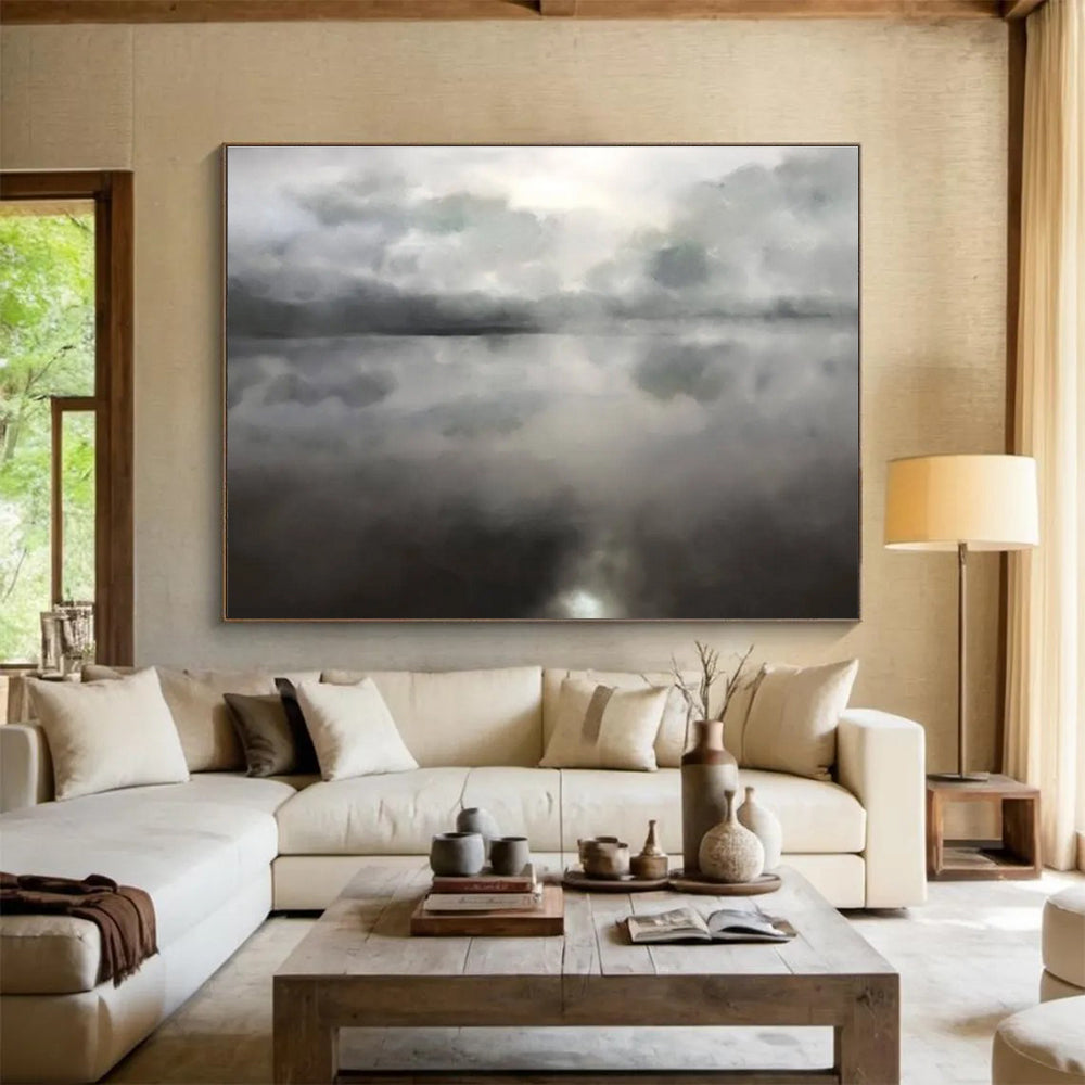 Misty Lake Abstract Painting for Lakeside Studies YHT124