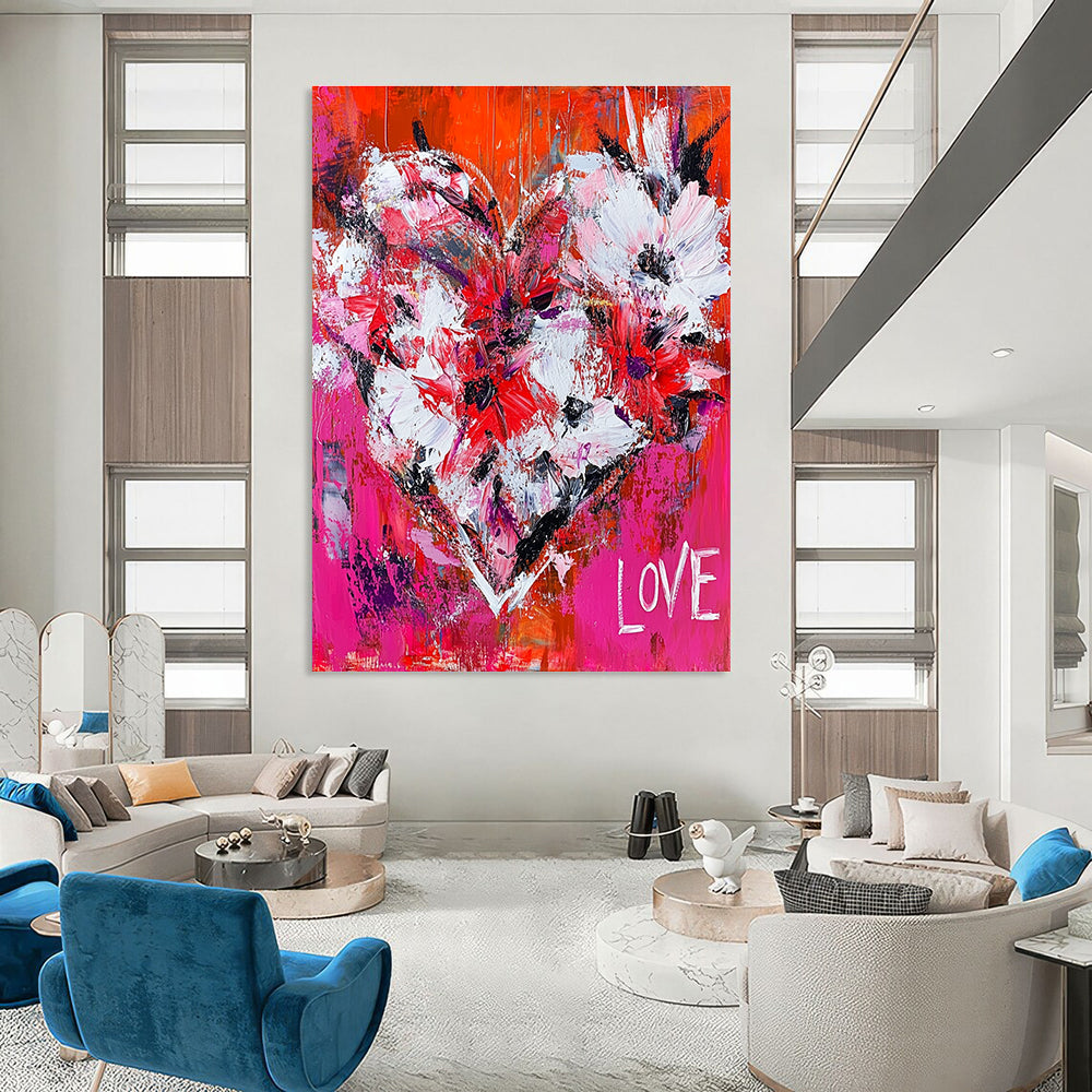 Abstract Floral Heart Painting for Love - Themed Cafes GAB1146