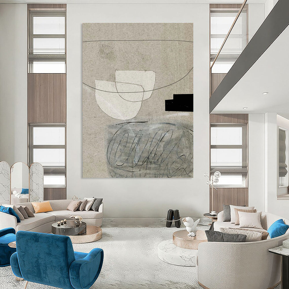 Delicate Minimalist Line - Shape Abstract Art for Quiet Spaces HENG238