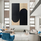 Black and Beige Oval Shapes Abstract Painting for Monochrome - Themed Spaces GAB1357
