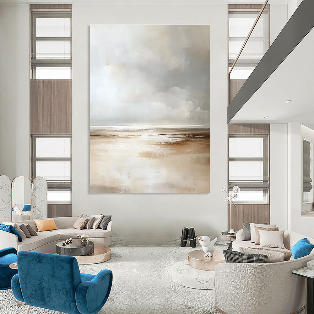 Serene Neutral Landscape - Calming Atmospheric Abstract Painting GAB0443