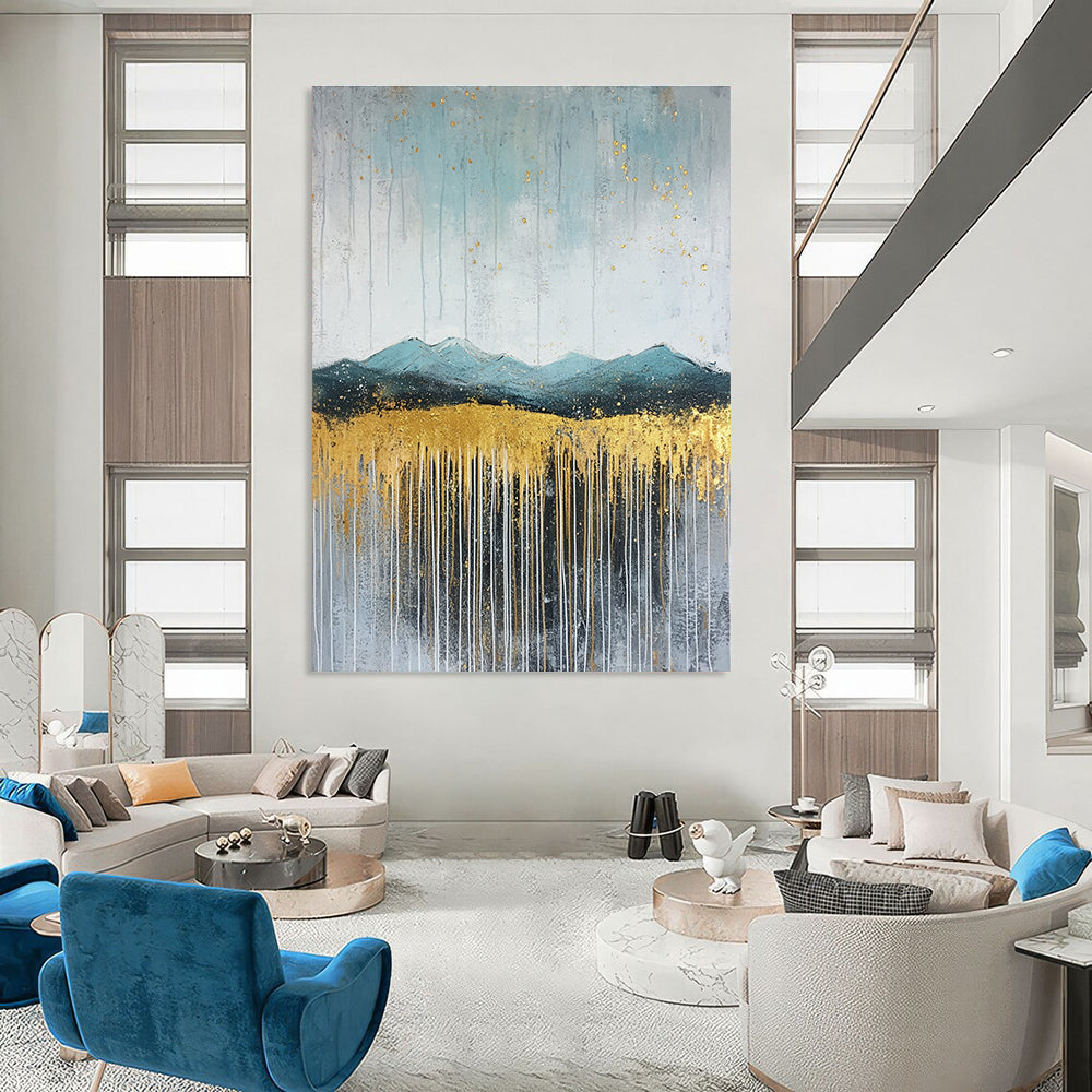 Golden Mountain Abstract - Elegant Landscape with Metallic Accents GAB0532