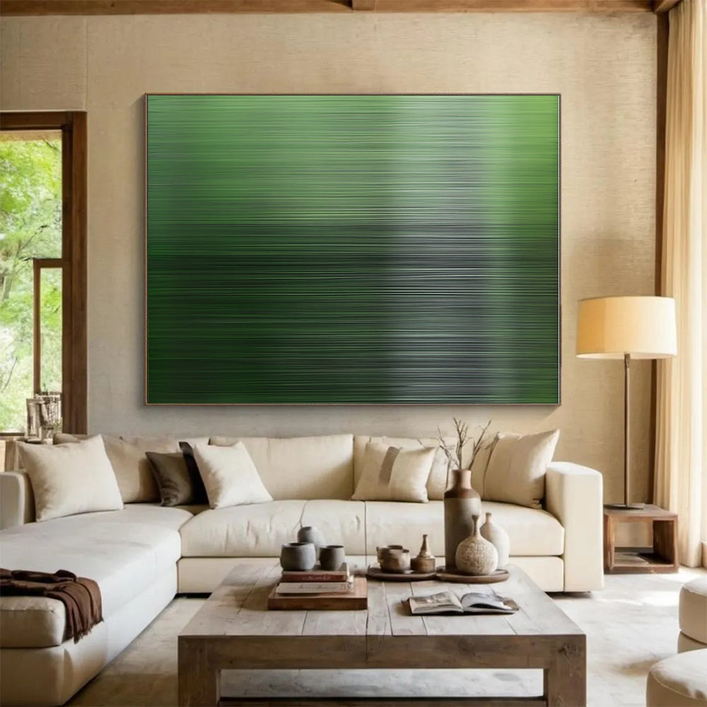 Green - Striped Abstract Painting with Vertical Motion WINK870
