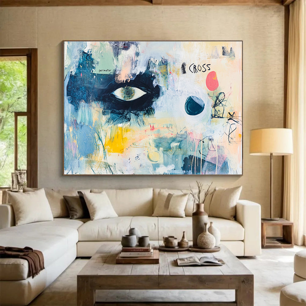 Eye - Themed Abstract Collage Painting with Thought - Provoking Visuals ABS465