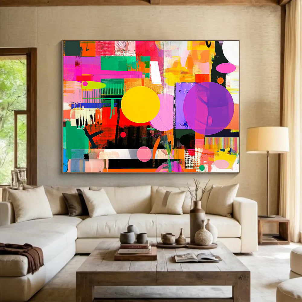Colorful Geometric Abstract  Playful Shapes and Colors ABS053