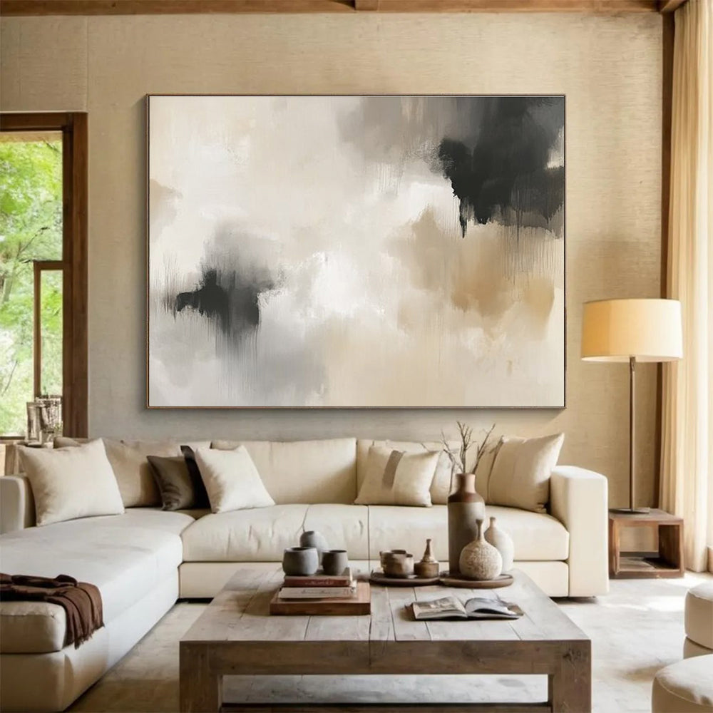 Beige and Gray Abstract with Soft Brushstrokes Abstract Painting ABS379