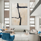 Minimalist Black and White Abstract Painting for Modern Home Offices HENG452