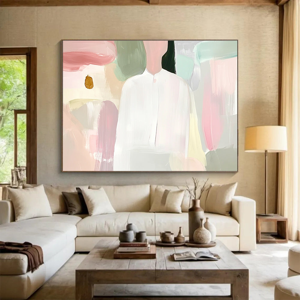 Pastel Figure Portrait with Soft Hues Abstract Painting ABS320