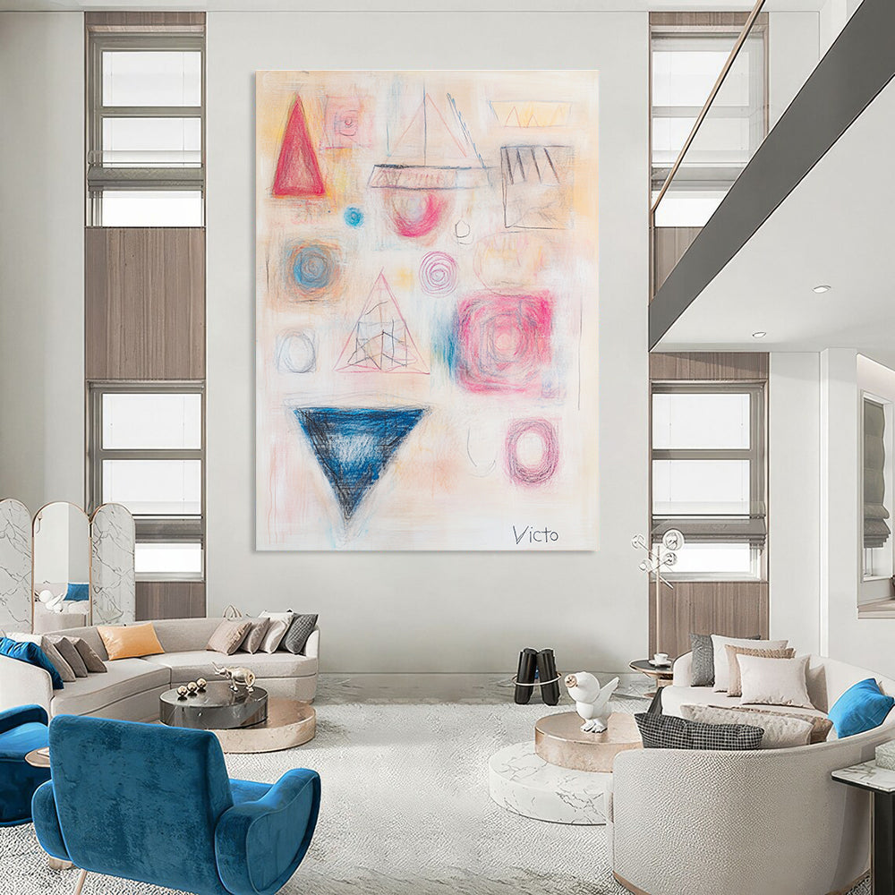 Geometric Pastel Abstract Minimalist Abstract Painting GAB0364