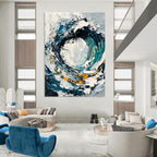 Swirling Wave Abstract Painting for Nautical Vibes GAB0733