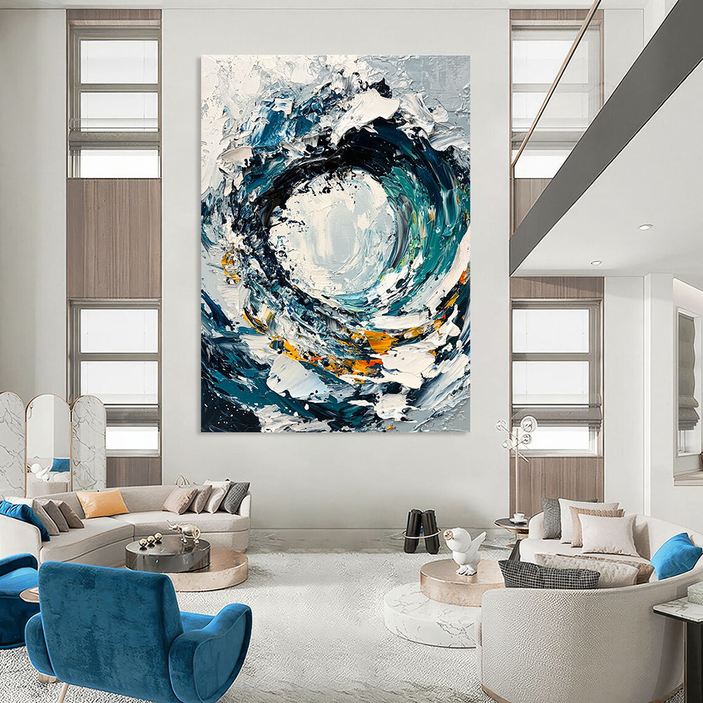 Swirling Wave Abstract Painting for Nautical Vibes GAB0733