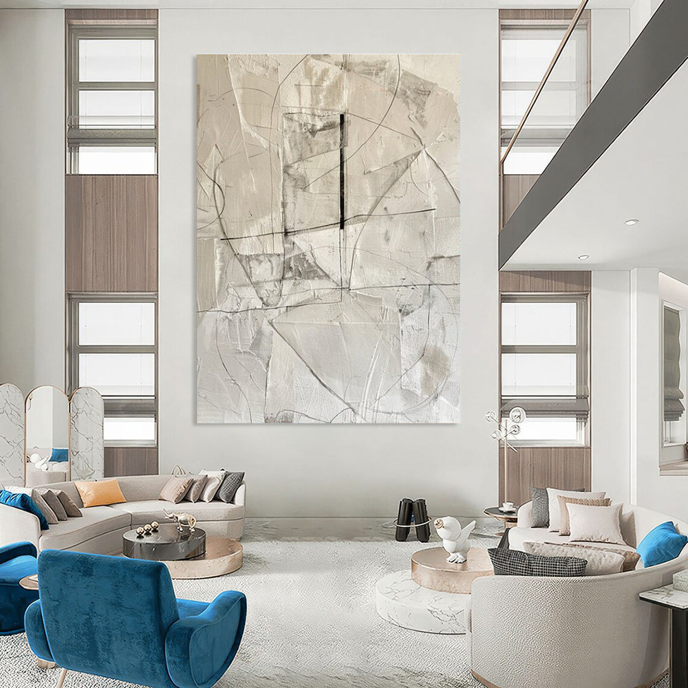 Minimalist Line Abstract Painting for Modern Office Lobbies HENG001