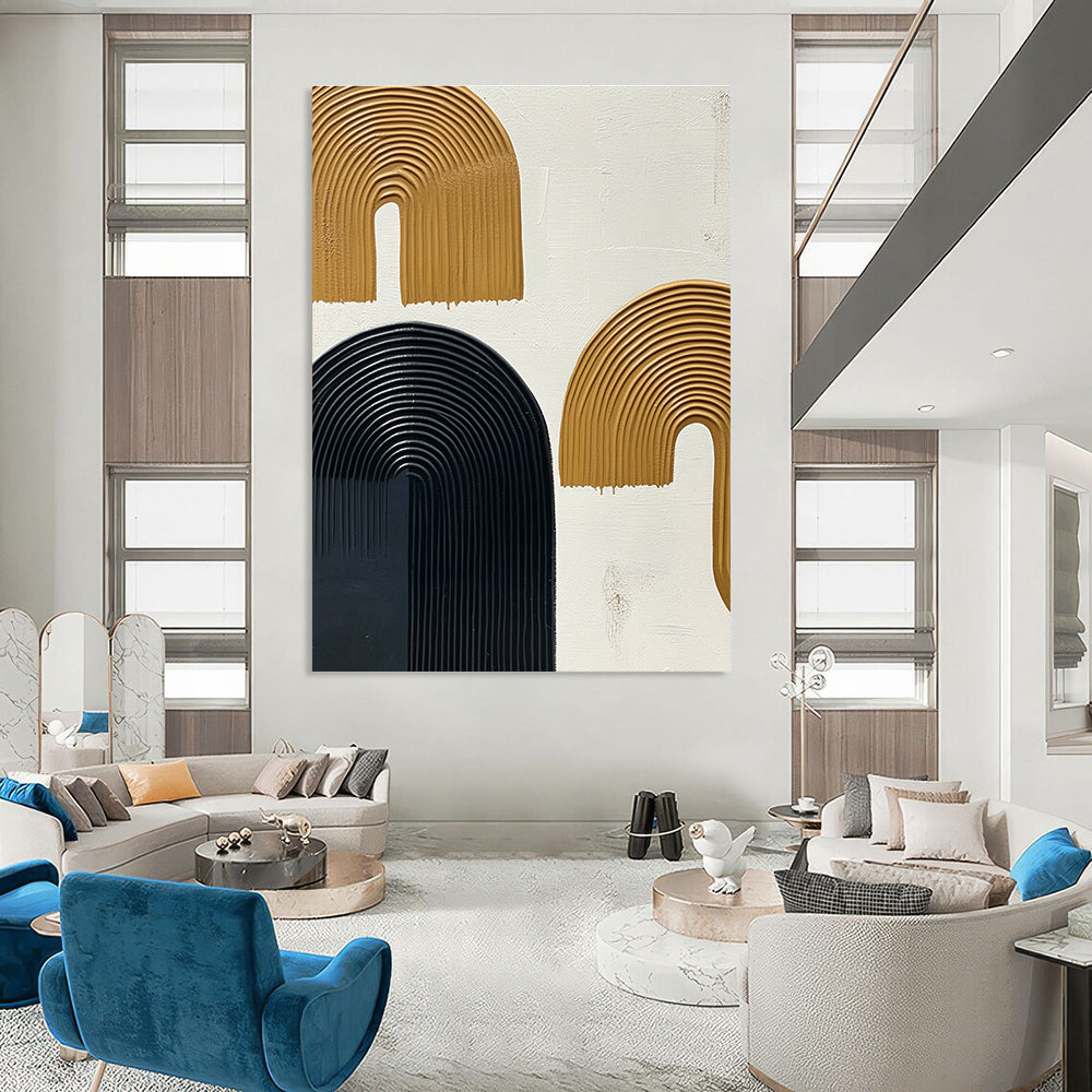 Textured Arched Shapes Abstract Painting for Modern - Styled Hallways GAB1050