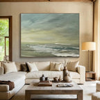 Greenish Sea Abstract Subtle Seascape Painting for Calm Interiors YHT026