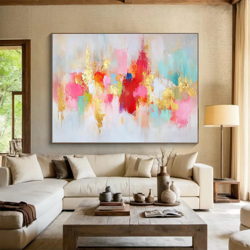 Colorful Gold - Accented Abstract Painting with Luxurious Vibes ABS423
