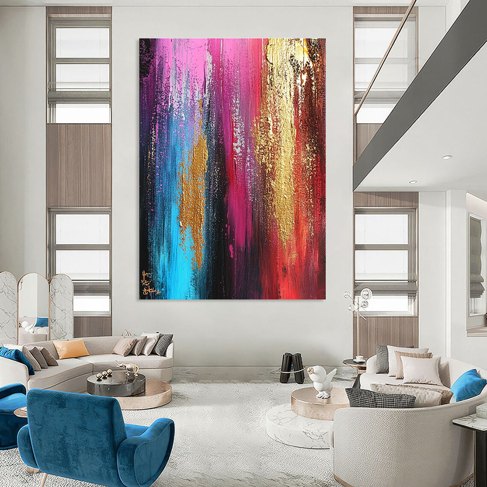 Pink and Gold Abstract Painting for Luxury - Styled Beauty Salons GAB0944