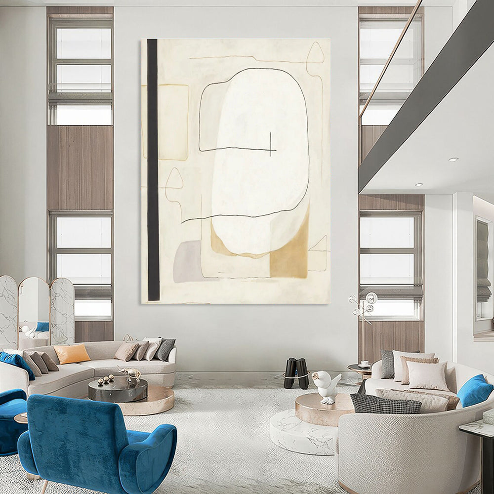Minimalist Line Shapes Abstract Painting for Modern Office Waiting Rooms HENG025