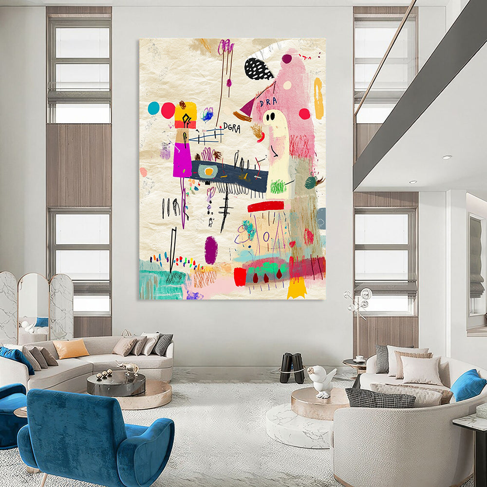 Colorful Abstract Doodles Painting with Playful Elements GAB0053