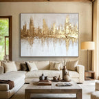 Subtle Golden Skyline with Textured Layers Abstract Painting ABS312