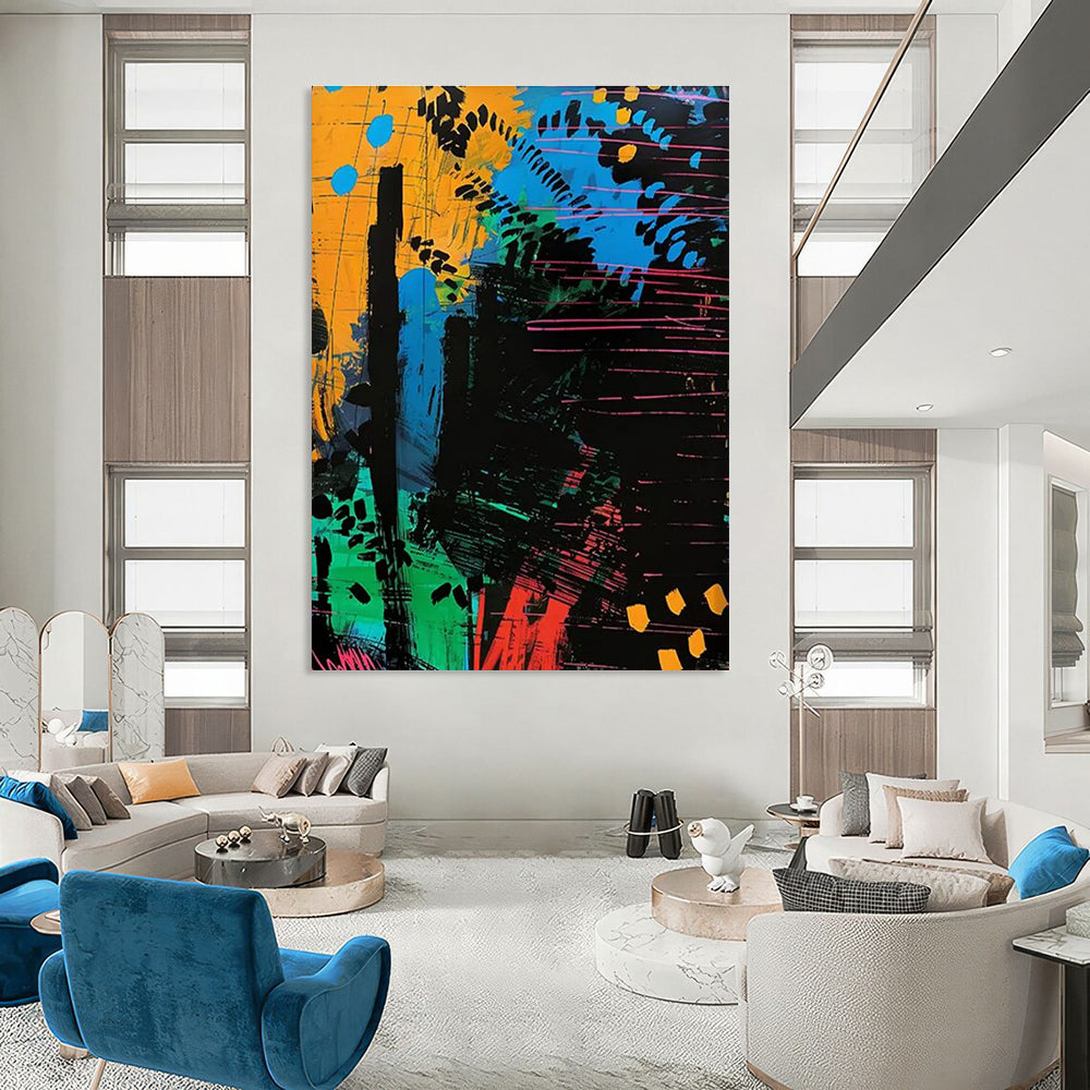 Colorful Abstract Forest Painting for Eco - Friendly Retail Spaces HENG096
