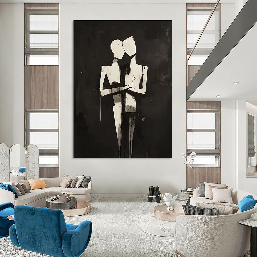 Abstract Couple Embrace - Intimate Figurative Abstract Art GAB0452