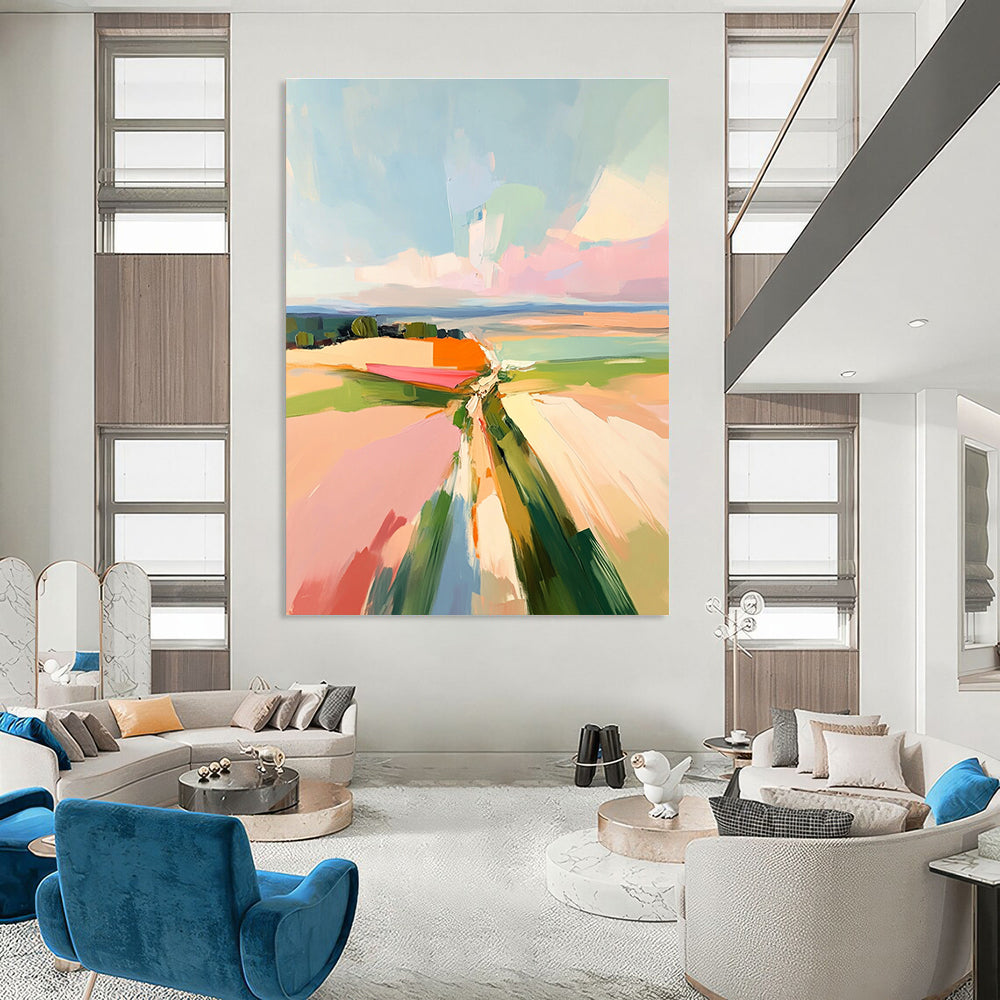 Abstract Landscape with Soft Colors Painting for Serene Living Rooms GAB1144