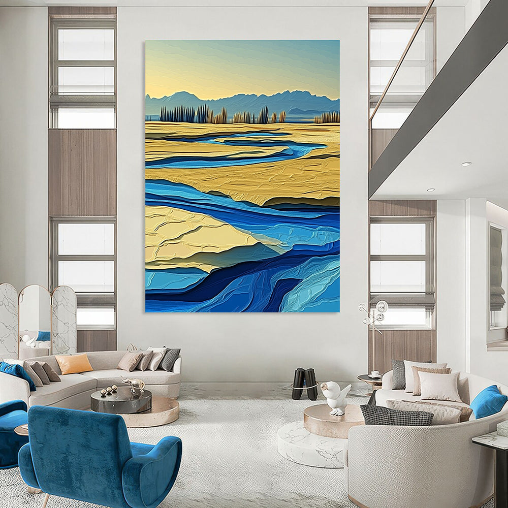 River in Desert Colorful Abstract Painting for Eclectic Spaces GAB1485