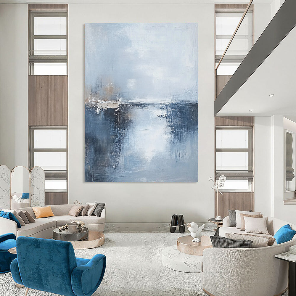 Light Blue Abstract Landscape Painting for Serene Spaces GAB0730