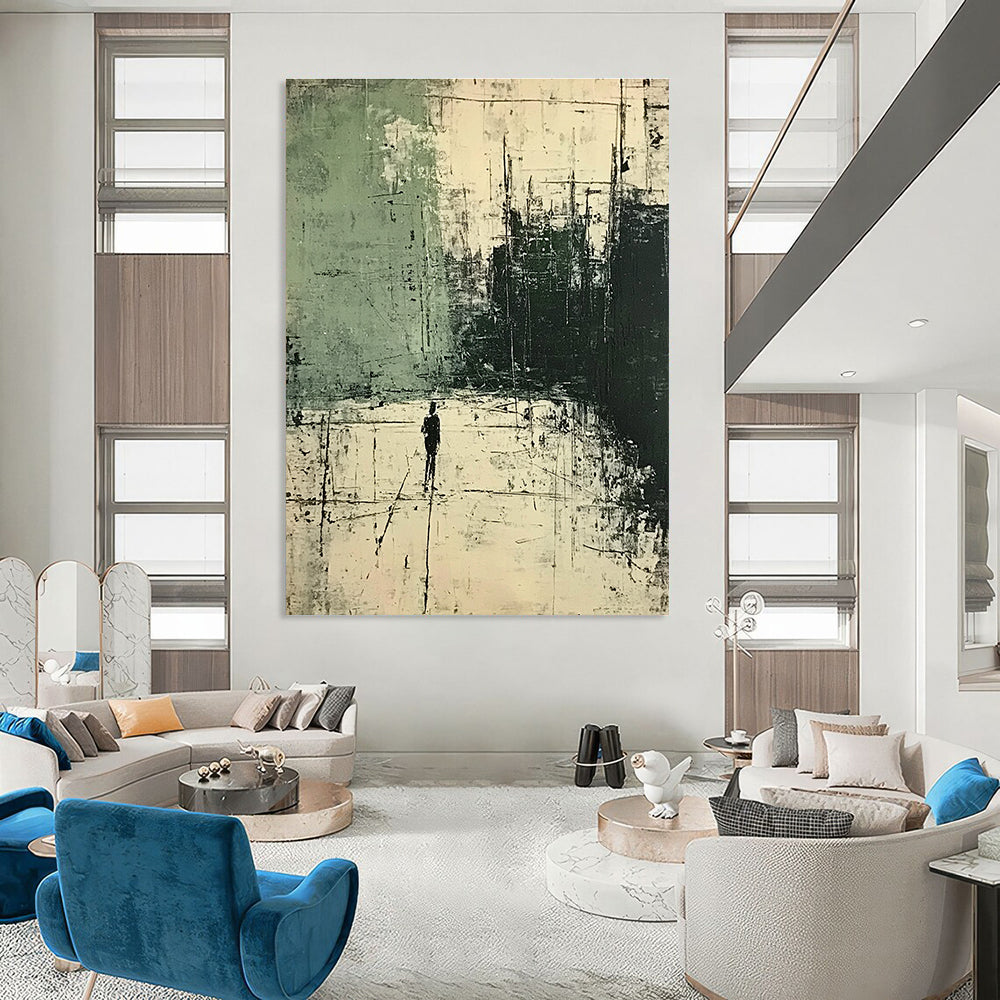 Solitary Figure in Urban Abstract Painting for Thought - Provoking Study Rooms GAB0800