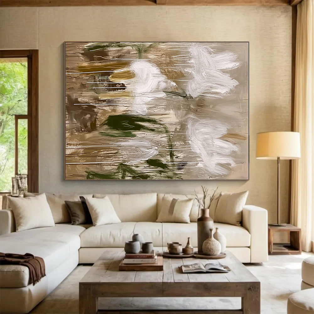 Abstract White Flowers Painting with Dripping Elegance WINK623