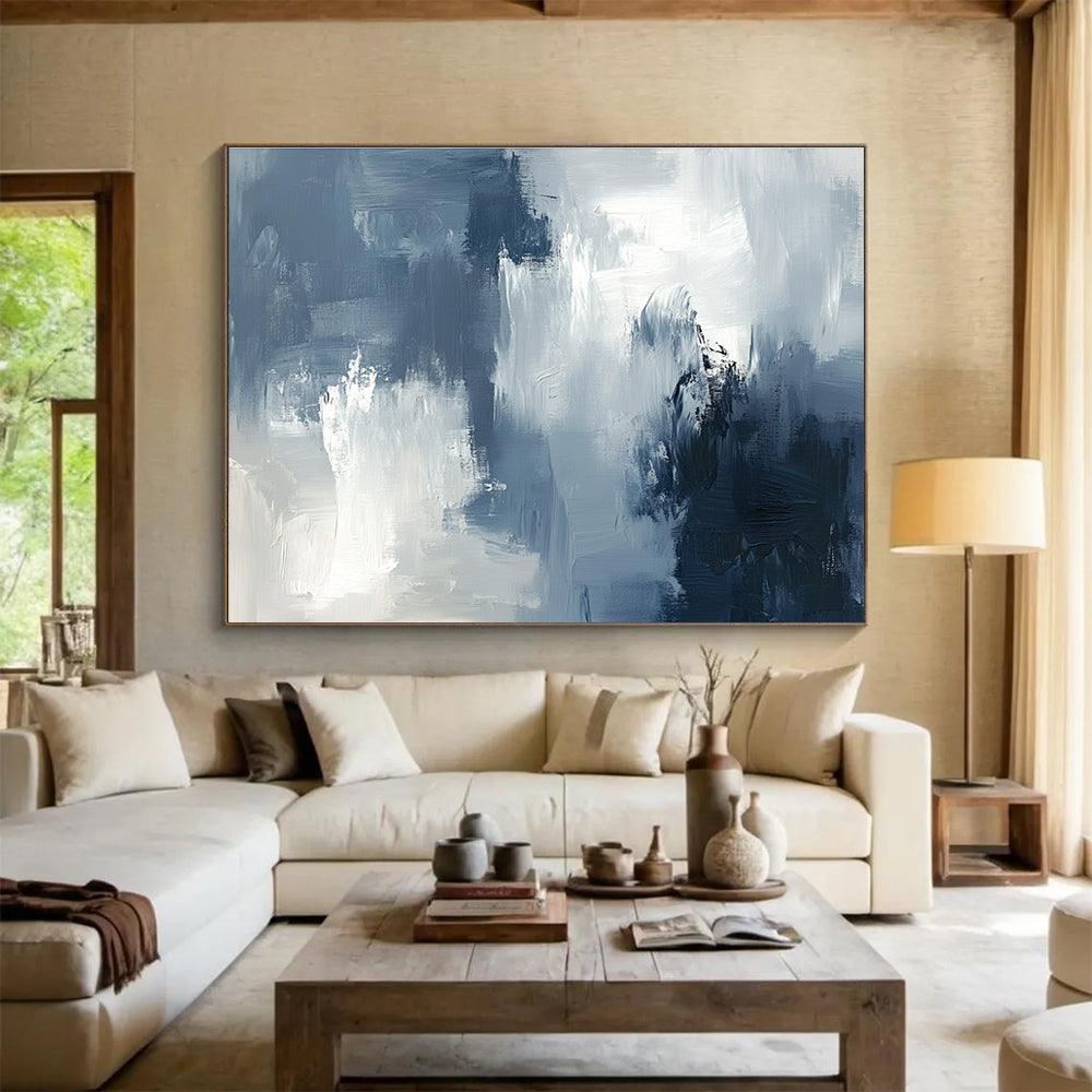 Moody Gray - Blue Abstract Painting ABS209