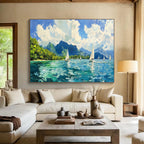 Sailing and Mountain Abstract Painting for Nautical - Themed Clubs YHT413