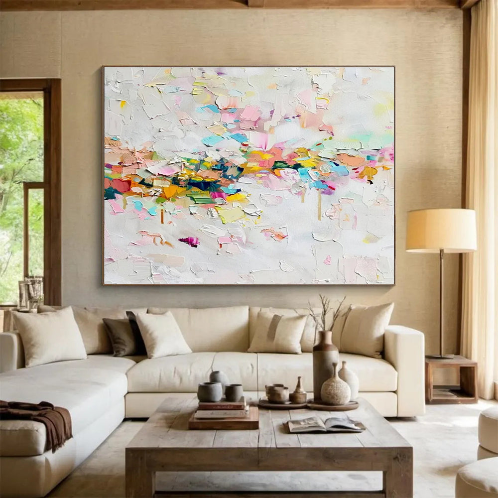 Colorful Abstract Patchwork Painting for Lively Spaces YHT043