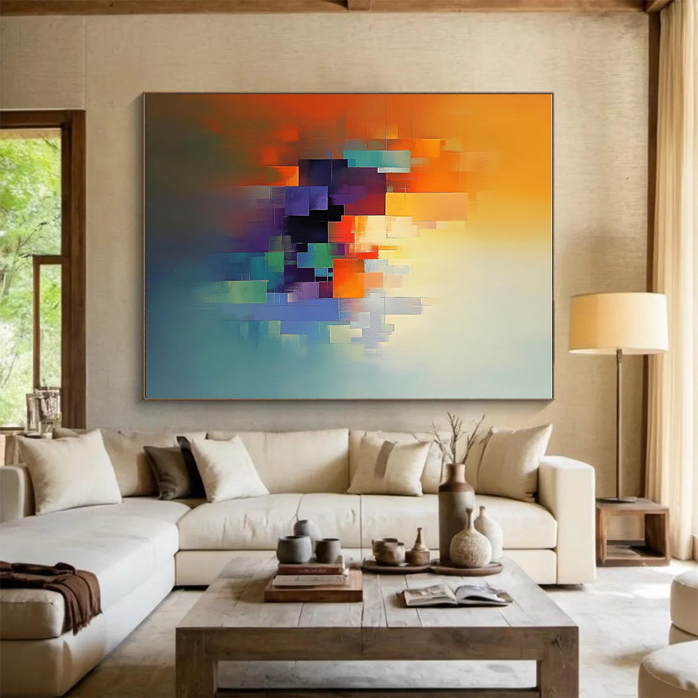 Bright Color Blocks Abstract Painting with Lively Creativity WINK186