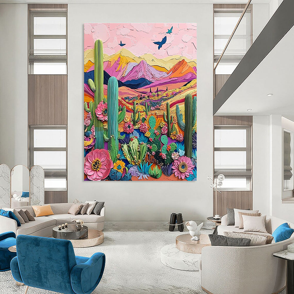 Colorful Desert Landscape Collage Textured Abstract Art for Bohemian Spaces GAB1469